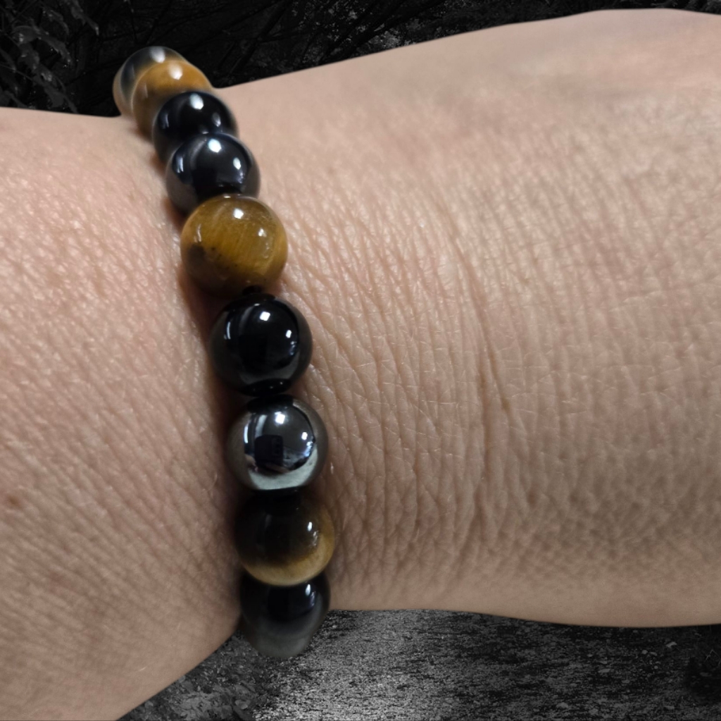 Hemitite, Tiger Eye, Black Tourmaline Bracelet